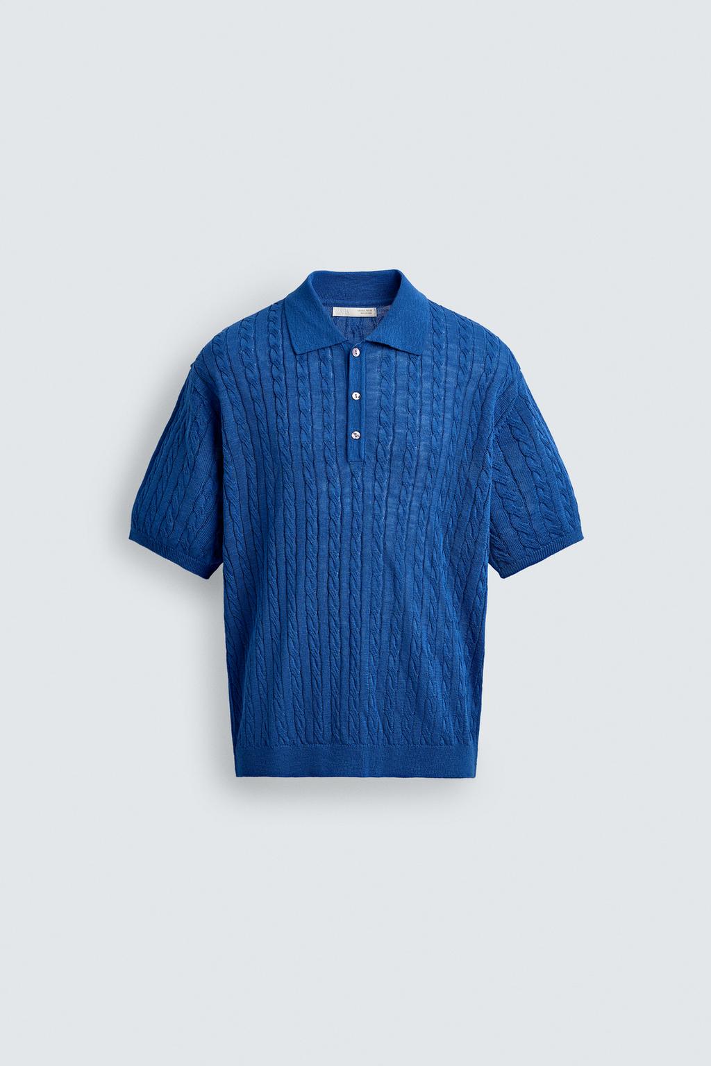 ПОЛО ИЗ РЕЛЬЕФНОГО ТРИКОТАЖА С КОСАМИ