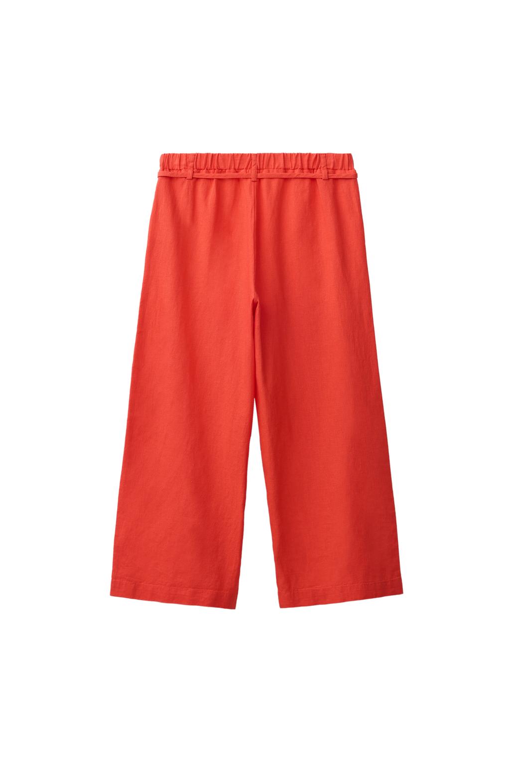 ПРЯМЫЕ БРЮКИ ИЗ СМЕСОВОГО ЛЬНА СО ШНУРКОМ