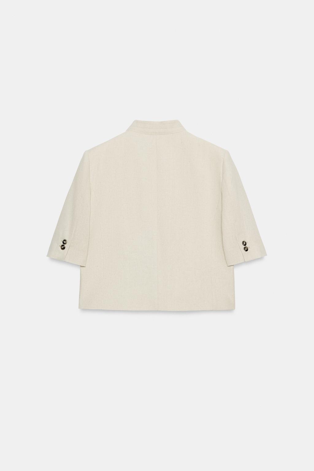 БЛЕЙЗЕР ИЗ СМЕСОВОГО ЛЬНА С КОРОТКИМИ РУКАВАМИ