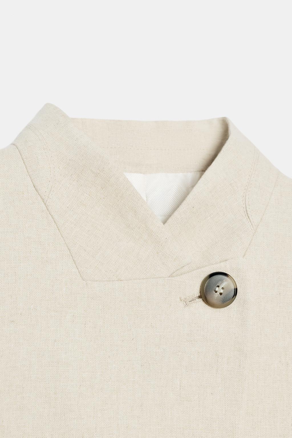 БЛЕЙЗЕР ИЗ СМЕСОВОГО ЛЬНА С КОРОТКИМИ РУКАВАМИ