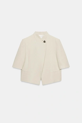 Блейзер из смесового льна с короткими рукавами- Заказать в России