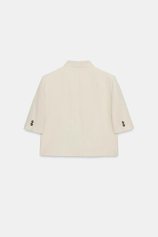 Блейзер из смесового льна с короткими рукавами- Заказать в России