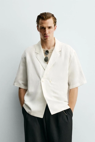 Кимоно-рубашка из вискозы и льна