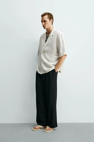 Кимоно-рубашка из вискозы и льна