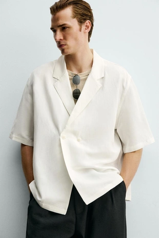 Кимоно-рубашка из вискозы и льна- Заказать в России