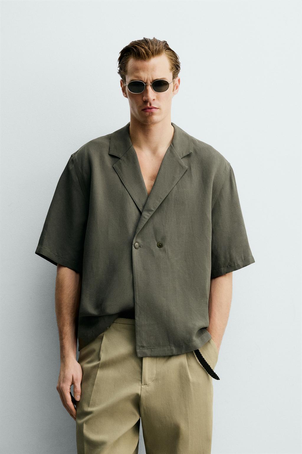 РУБАШКА-КИМОНО ИЗ ВИСКОЗЫ И ЛЬНА