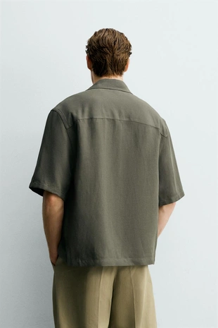 Рубашка-кимоно из вискозы и льна