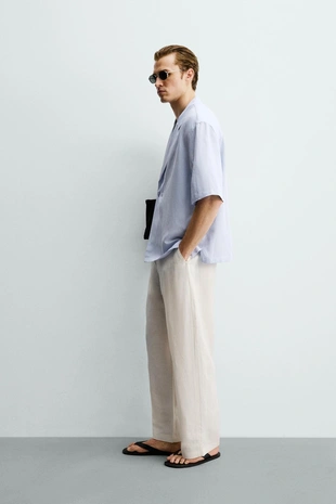 Рубашка-кимоно из вискозы и льна