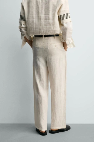 Брюки свободного кроя из 100% льна