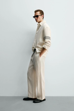 Брюки свободного кроя из 100% льна