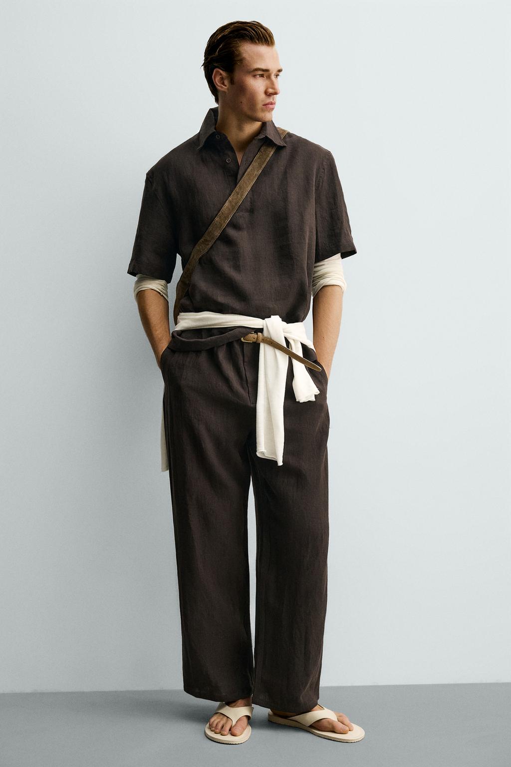 БРЮКИ СВОБОДНОГО КРОЯ ИЗ 100% ЛЬНА