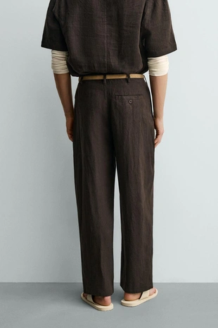 Брюки свободного кроя из 100% льна- Заказать в России