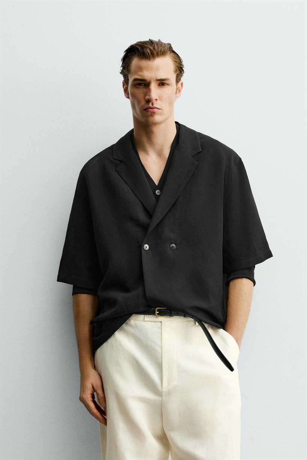 РУБАШКА-КИМОНО ИЗ ВИСКОЗЫ И ЛЬНА