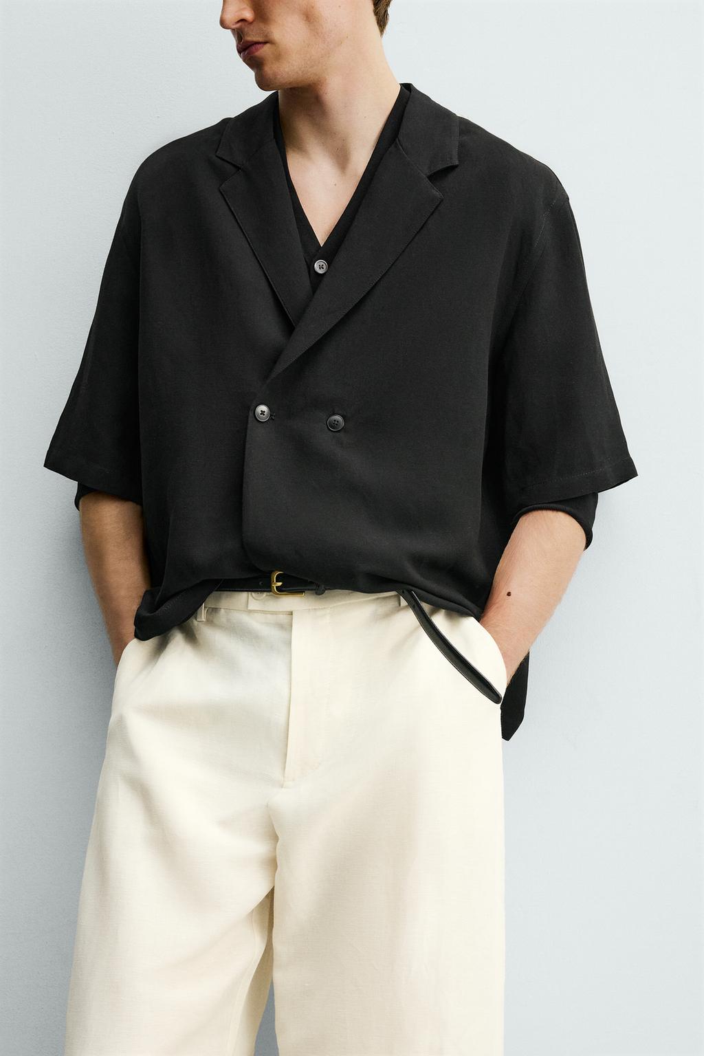 РУБАШКА-КИМОНО ИЗ ВИСКОЗЫ И ЛЬНА