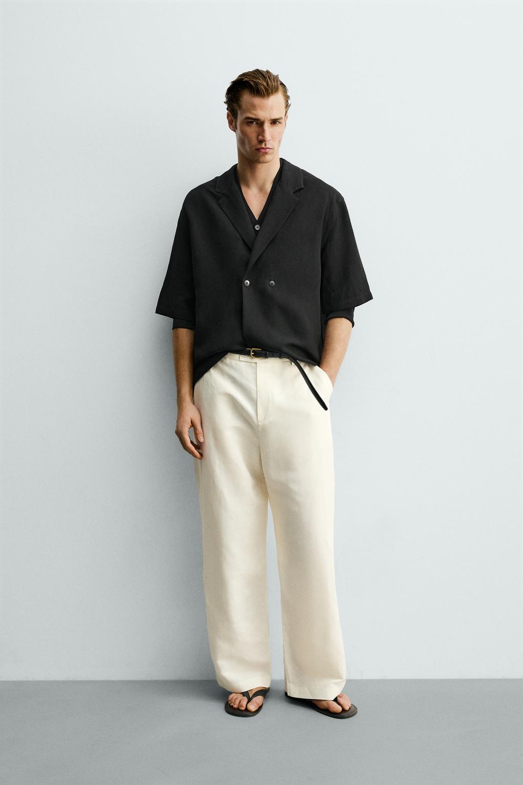 РУБАШКА-КИМОНО ИЗ ВИСКОЗЫ И ЛЬНА