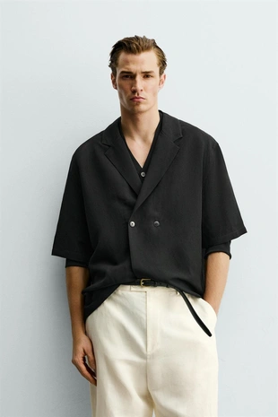 Рубашка-кимоно из вискозы и льна