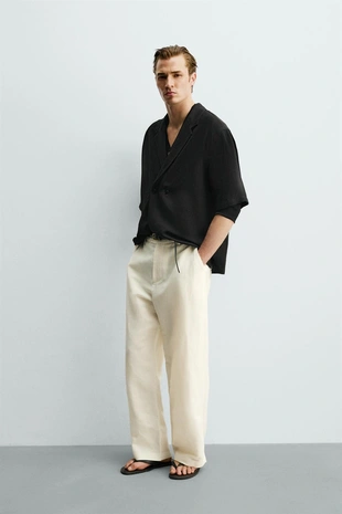 Рубашка-кимоно из вискозы и льна