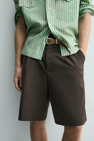 Бермуды Relaxed Fit со складками- Заказать в России