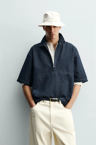 Денимовое поло в полоску- Заказать в России