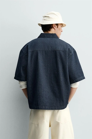 Денимовое поло в полоску- Заказать в России