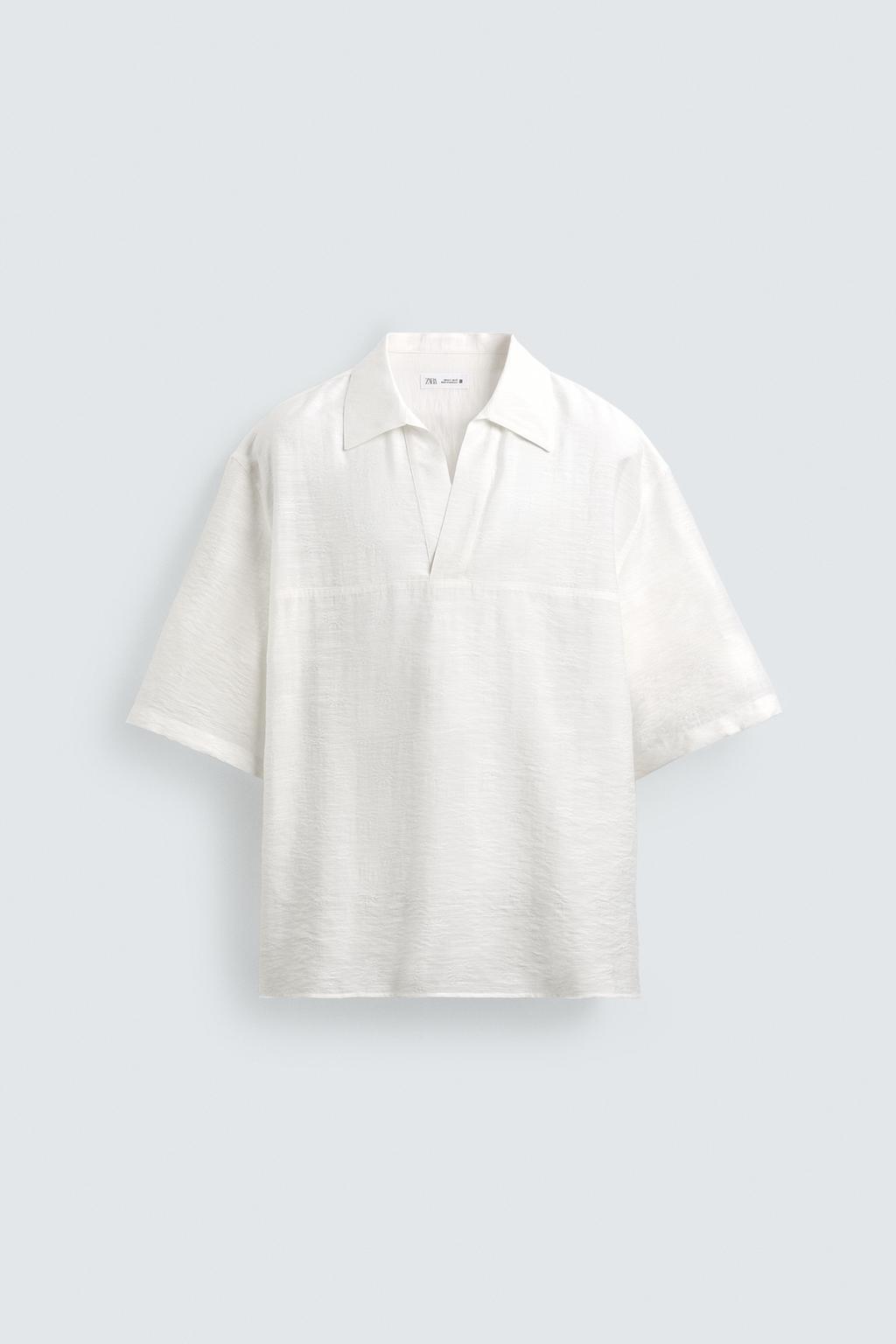 РУБАШКА ПОЛО ИЗ ЖАККАРДА СТРУЯЩЕГОСЯ ПОКРОЯ