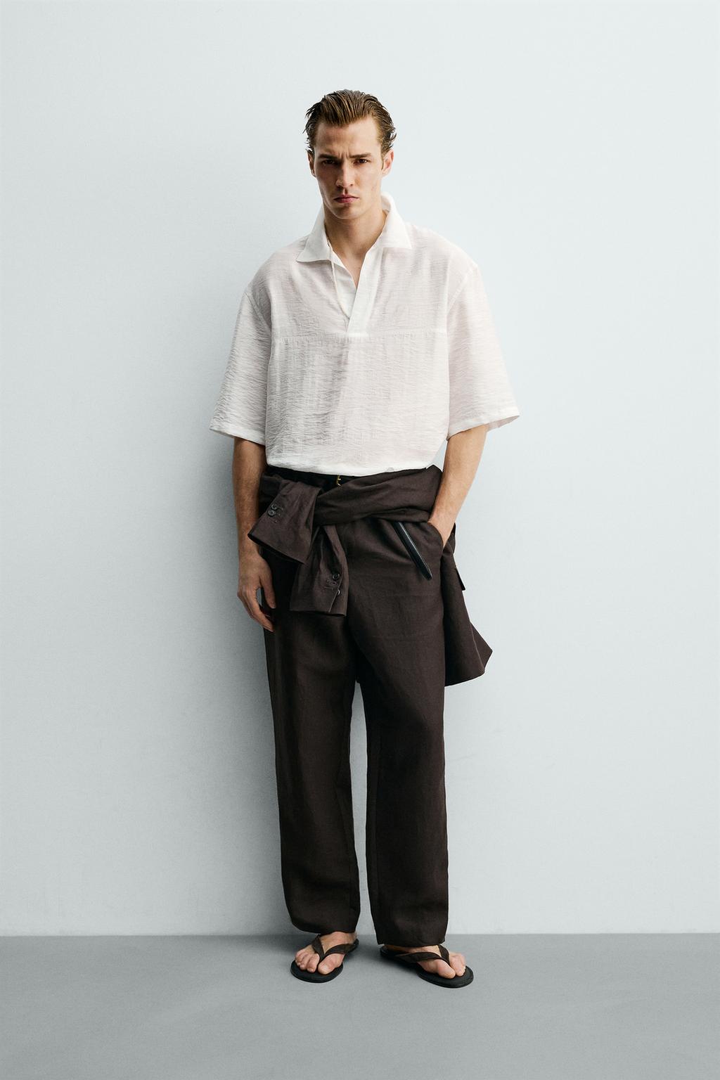 РУБАШКА ПОЛО ИЗ ЖАККАРДА СТРУЯЩЕГОСЯ ПОКРОЯ