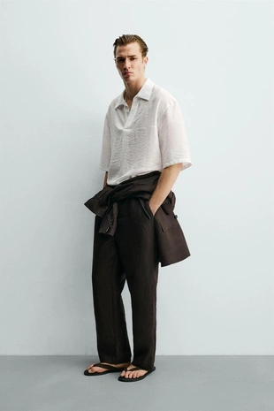 Рубашка поло из жаккарда струящегося покроя- Заказать в России