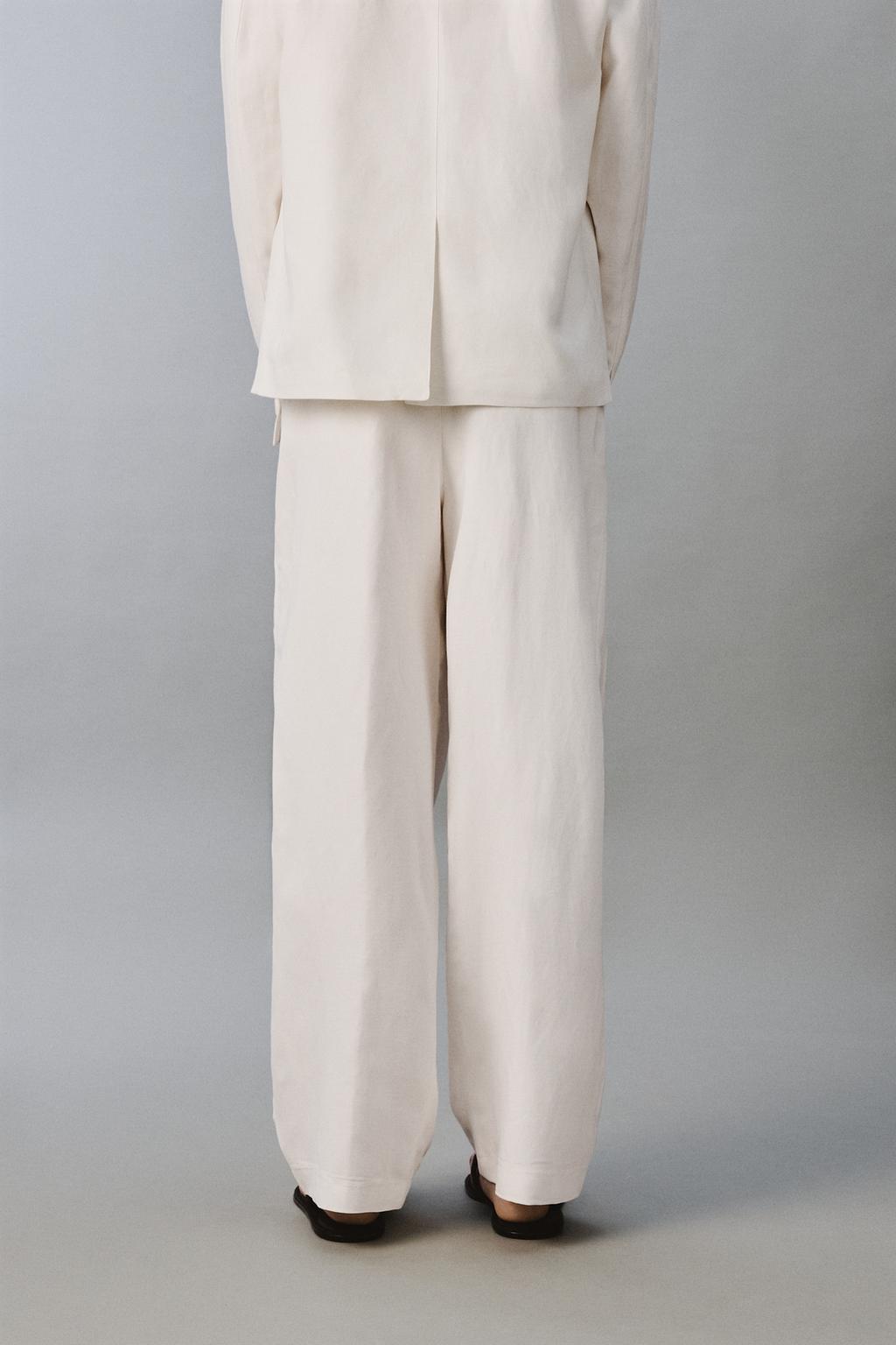 КОСТЮМНЫЕ БРЮКИ СВОБОДНОГО КРОЯ ИЗ ВИСКОЗЫ И ЛЬНА