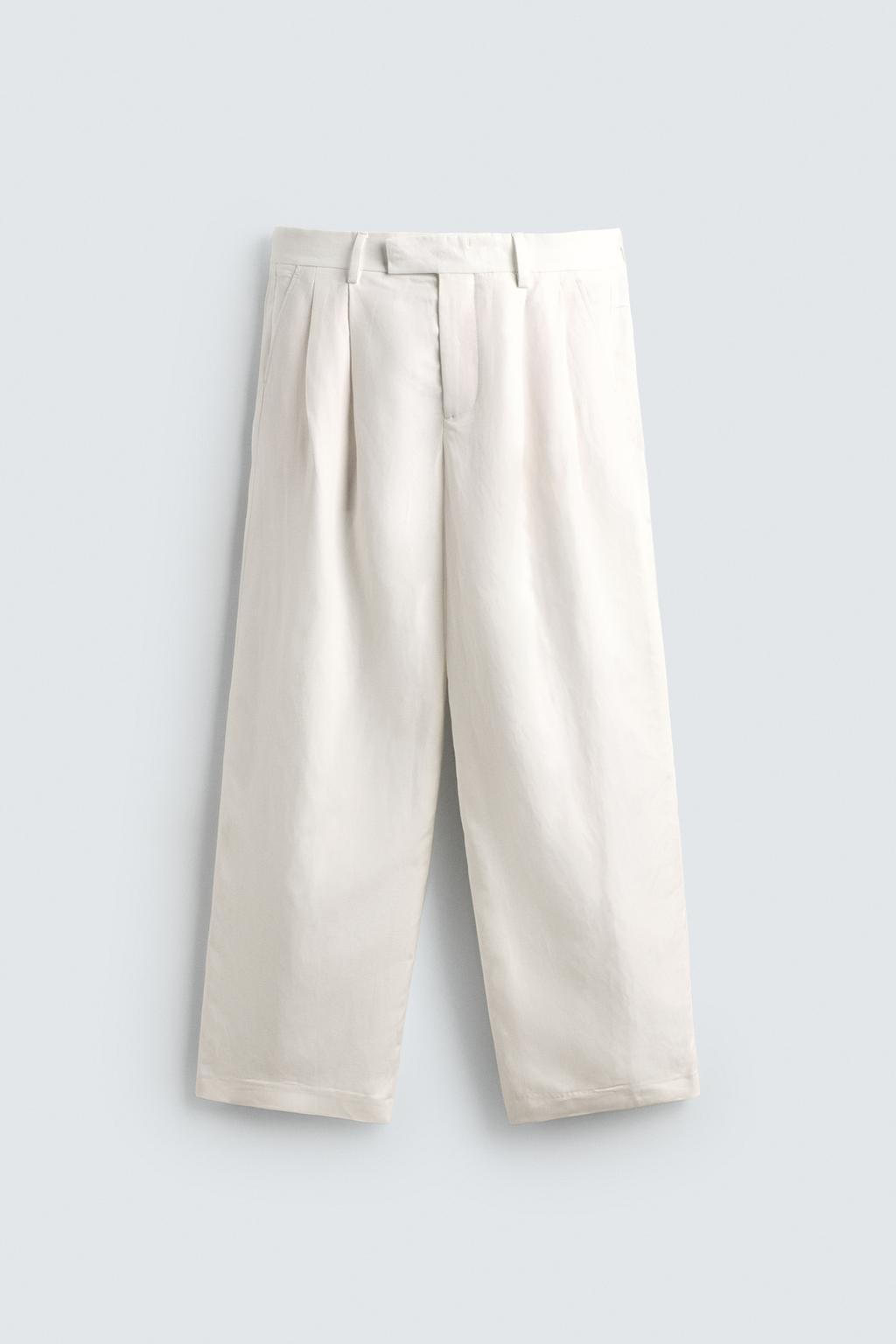 КОСТЮМНЫЕ БРЮКИ СВОБОДНОГО КРОЯ ИЗ ВИСКОЗЫ И ЛЬНА