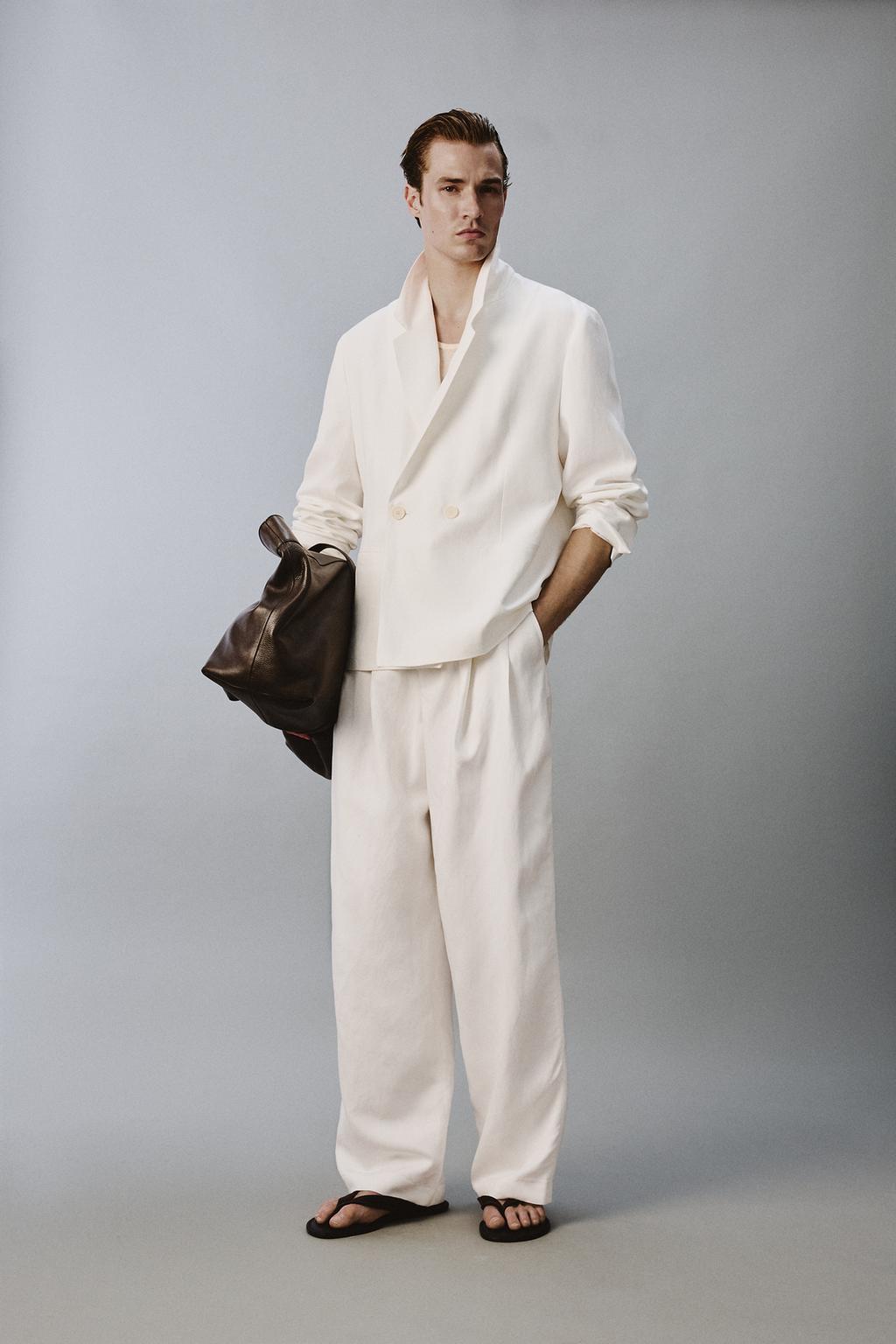 КОСТЮМНЫЕ БРЮКИ СВОБОДНОГО КРОЯ ИЗ ВИСКОЗЫ И ЛЬНА