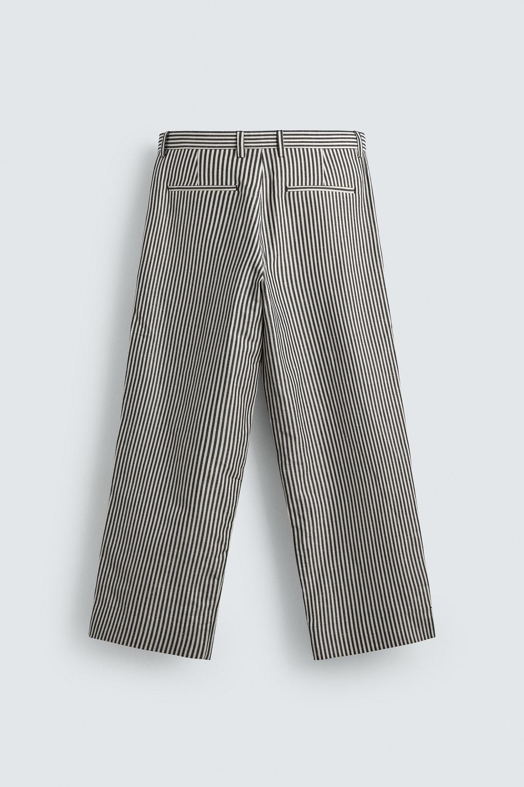 БРЮКИ В ПОЛОСКУ ИЗ ХЛОПКА И ЛЬНА