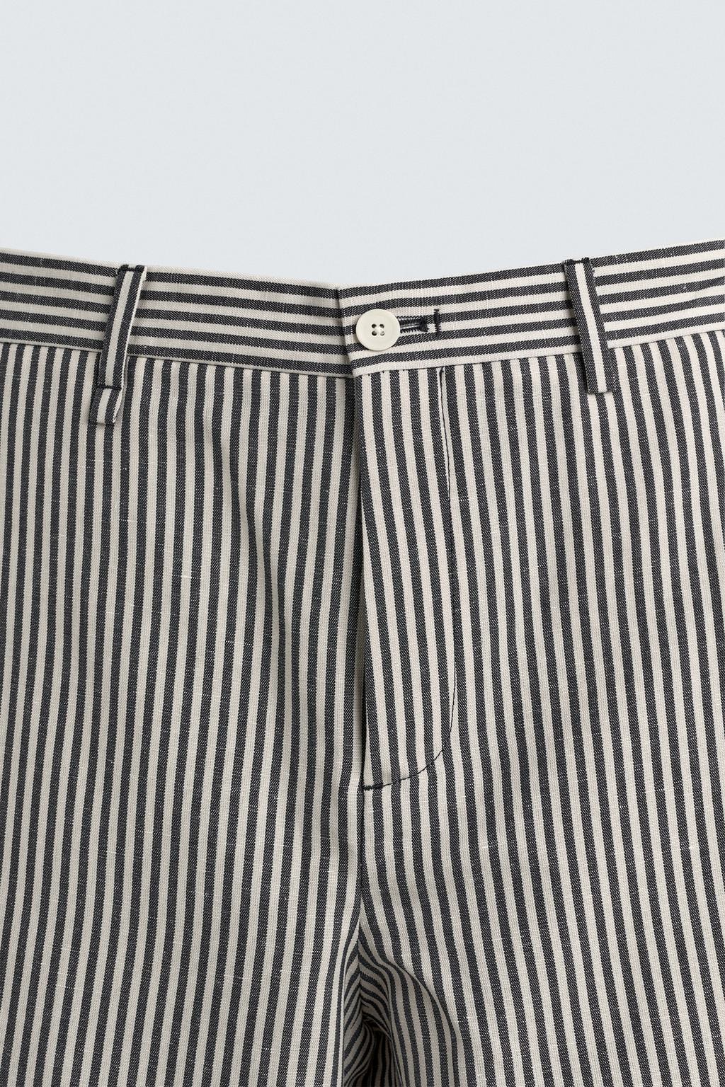 БРЮКИ В ПОЛОСКУ ИЗ ХЛОПКА И ЛЬНА