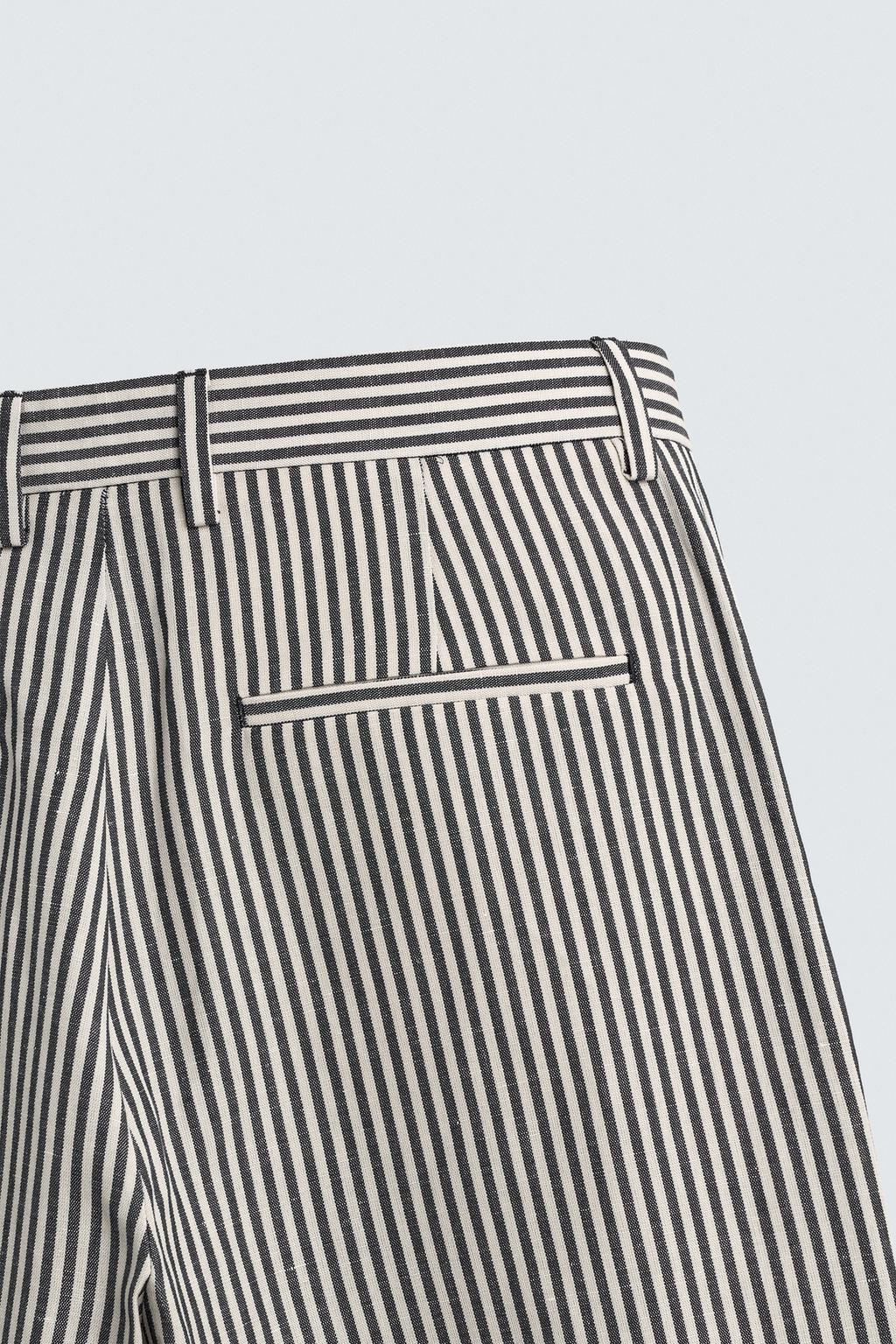 БРЮКИ В ПОЛОСКУ ИЗ ХЛОПКА И ЛЬНА