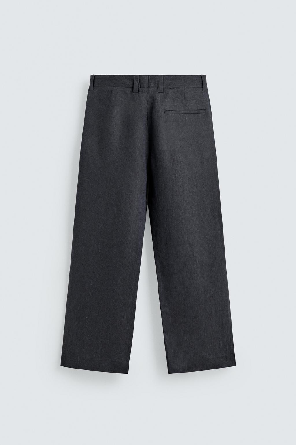 БРЮКИ ИЗ 100% ЛЬНА С ЗАЩИПАМИ