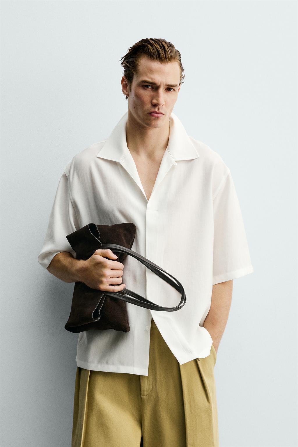 РУБАШКА RELAXED FIT ИЗ СТРУЯЩЕЙСЯ ТКАНИ