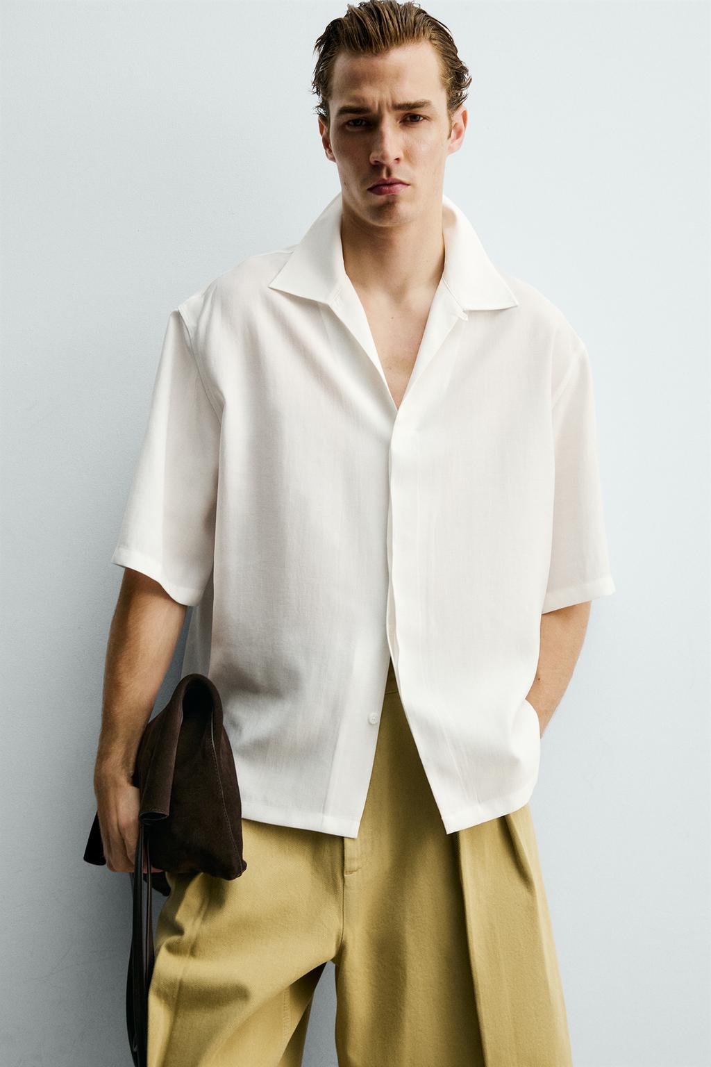 РУБАШКА RELAXED FIT ИЗ СТРУЯЩЕЙСЯ ТКАНИ