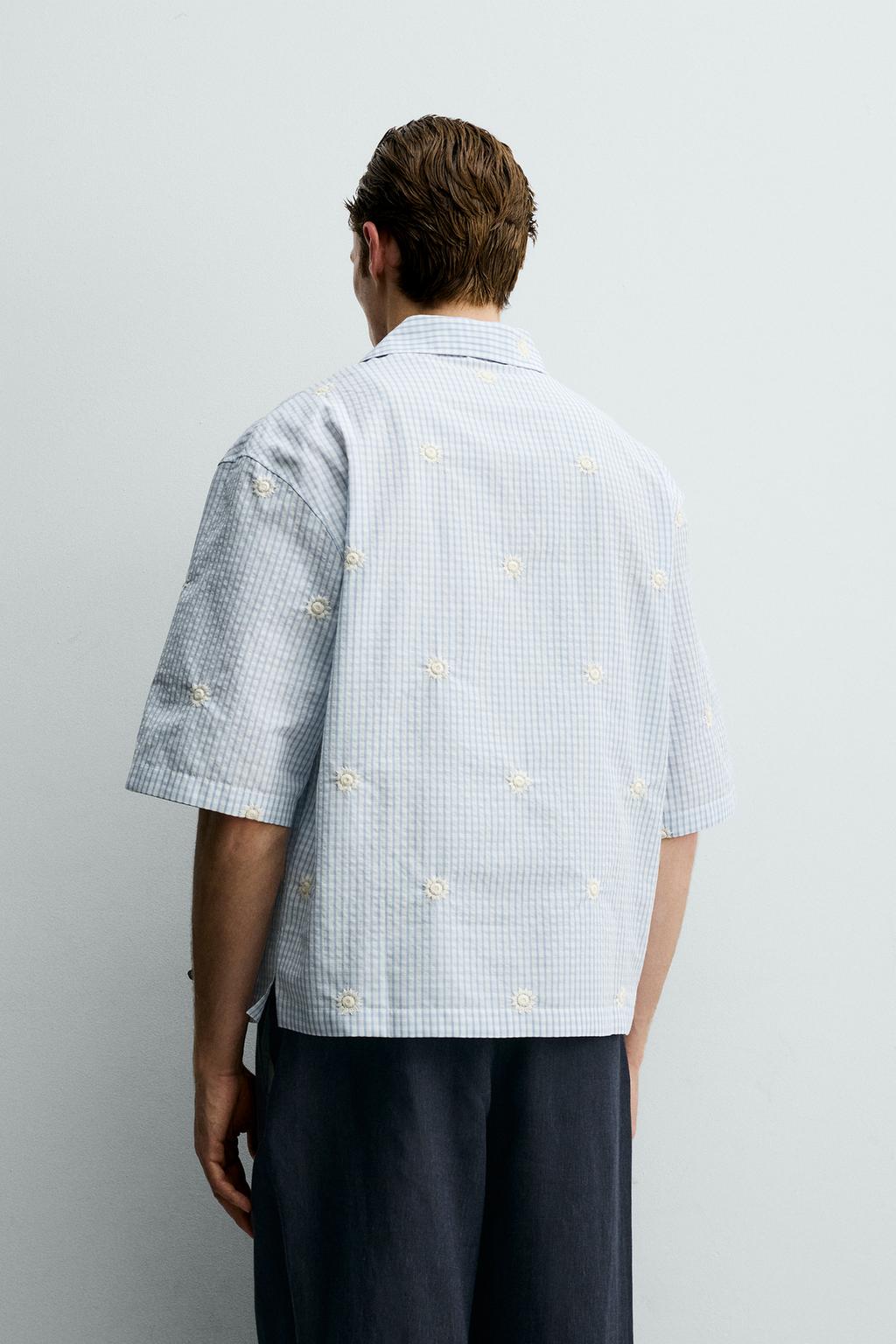 РУБАШКА СВОБОДНОГО КРОЯ С ЦВЕТОЧНОЙ ВЫШИВКОЙ