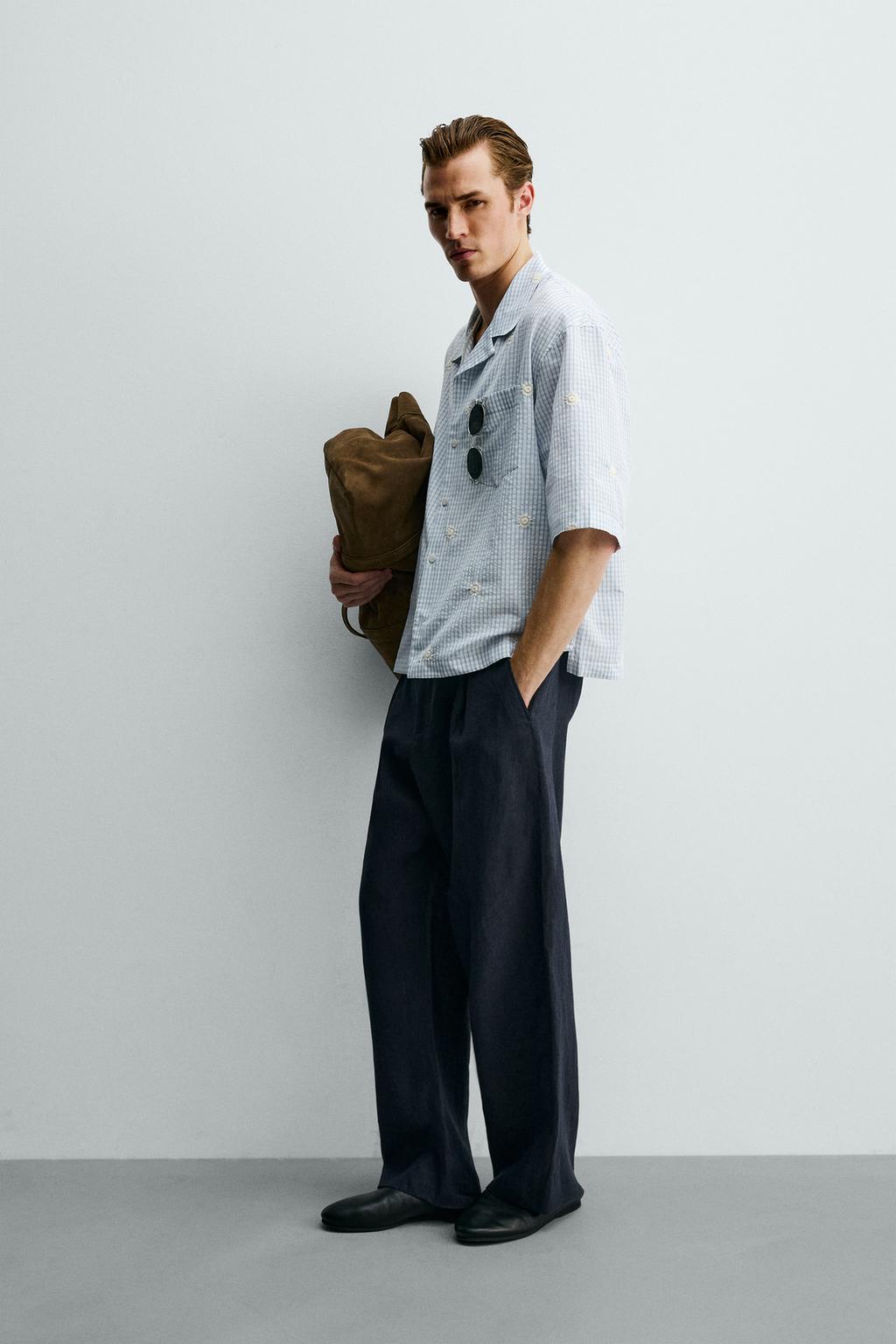 РУБАШКА СВОБОДНОГО КРОЯ С ЦВЕТОЧНОЙ ВЫШИВКОЙ