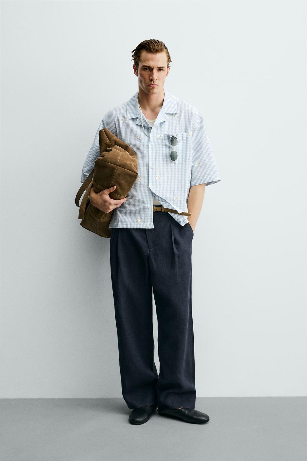 РУБАШКА СВОБОДНОГО КРОЯ С ЦВЕТОЧНОЙ ВЫШИВКОЙ