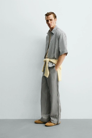 Рубашка свободного кроя в полоску- Заказать в России