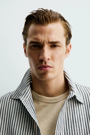 Рубашка свободного кроя в полоску- Заказать в России