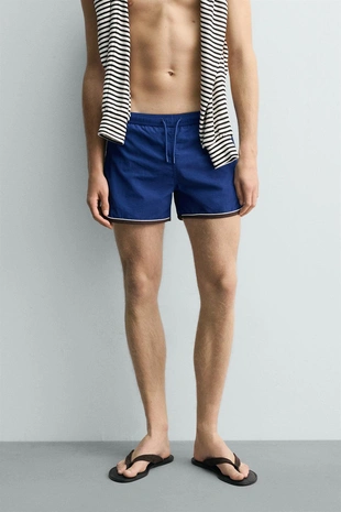 Короткие плавки с контрастной отделкой- Заказать в России