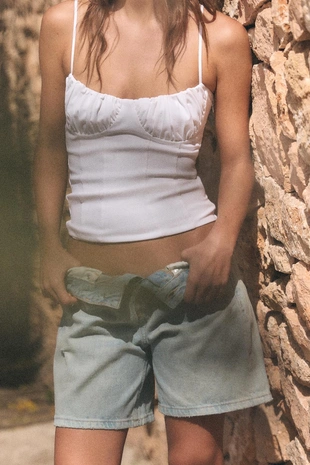 Топ в бельевом стиле со сборками- Заказать в России