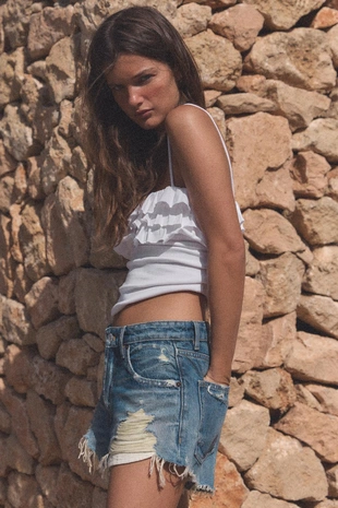 Топ на бретелях с воланами- Заказать в России