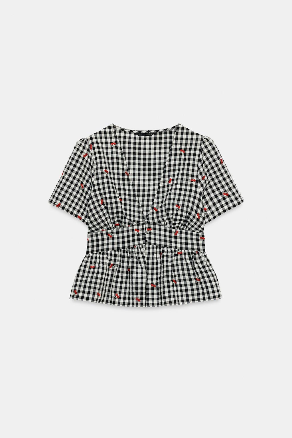 ТОП В КЛЕТКУ ВИШИ С ВЫШИВКОЙ ВИШЕН