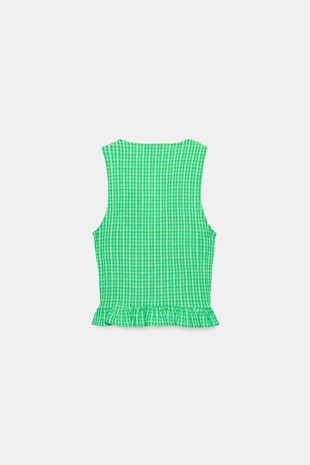 Топ в клетку виши с эффектом жатки- Заказать в России