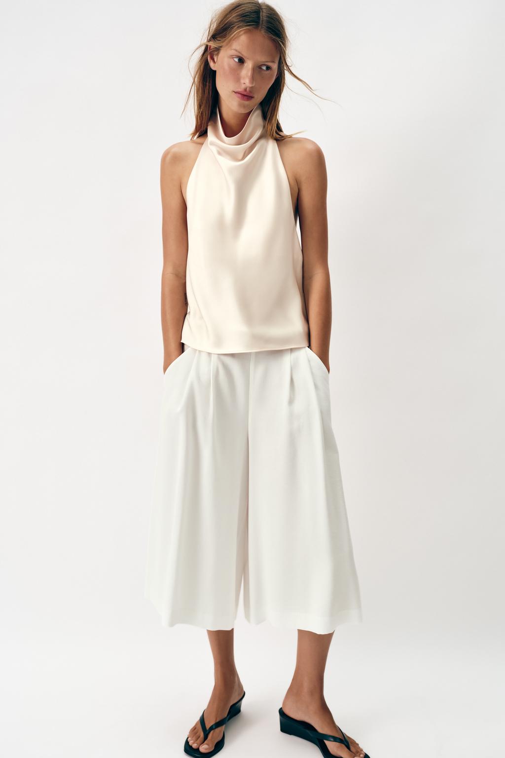 АТЛАСНЫЙ ТОП С ГОРЛОВИНОЙ ХАЛТЕР