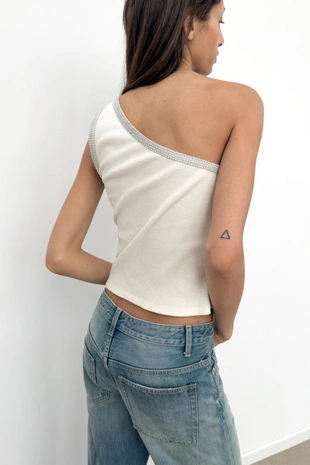 Топ асимметричного кроя со стразами- Заказать в России