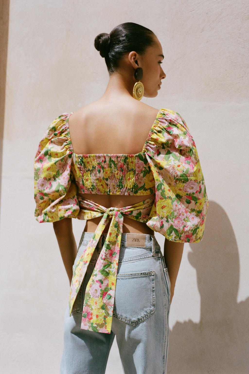 ТОП С ЦВЕТОЧНЫМ ПРИНТОМ И БАНТОМ