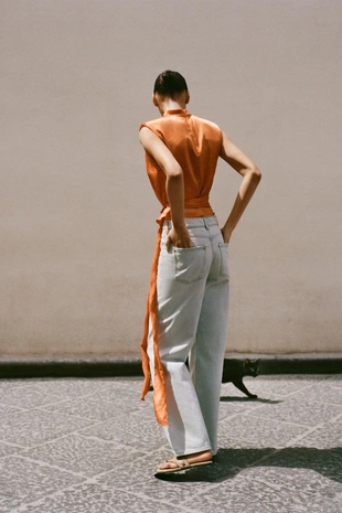 Атласный топ с бантом- Заказать в России